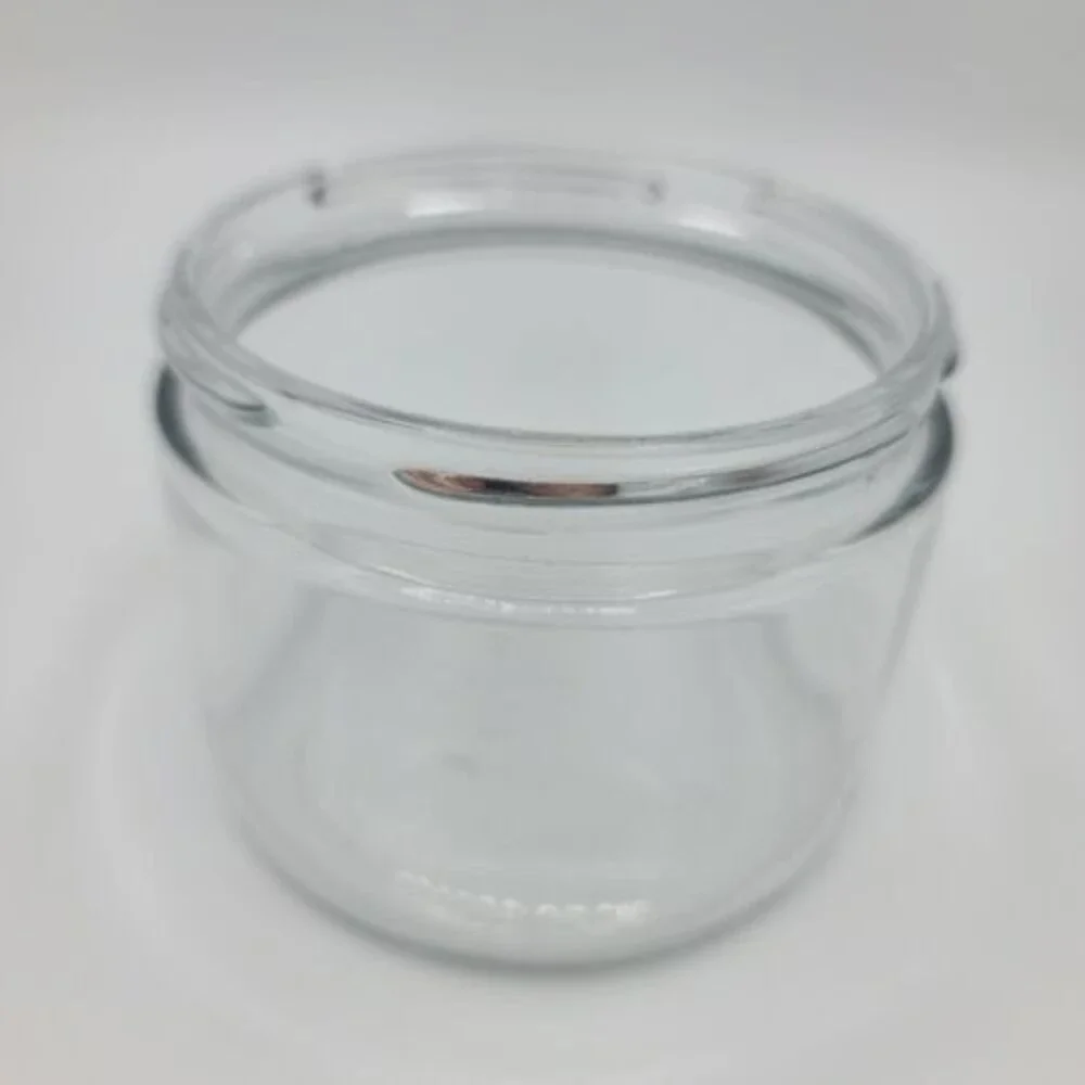 Vintage Gemco Clear Glass Juicer Container With Yellow Lid Manual Fruit Press